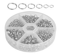 AvoDovA 690 Piezas Anillos de Salto Abiertos, Anillos de Salto de Metal, Doble Círculo Anillos de Llaveros, Conectores de Anillo Redondo para Hacer Collar Pulsera Joyería, 4/5/6/8/10/12mm (Plata)