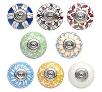 AvoDovA Pomos de Cerámica, 8 Pz Tiradores Vintage para Cajones, Tiradores Redondos de Cajón Armario, Perillas Muebles para Puertas, Armarios de Cocina, Cajones y Comodas