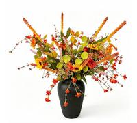 Avoik 4 paquetes de flores artificiales como flores artificiales reales para otoño, ramo de flores silvestres, festivales de otoño, flores artificiales, ramas de seda, decoración de Acción de Gracias
