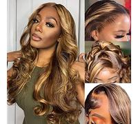 Avolo Highlight Ombre Encaje Frontal Peluca De Pelo Humano Pre Roto 13X4 Color Hd Encaje Frente Pelucas De Cabello Humano Con Bebé Rubio Miel 4/27 Onda Del Cuerpo Pelucas Frente