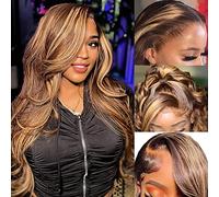 Avolo Highlight Ombre Peluca Con Malla Frontal Cabello Humano Pre Roto Rubio Miel 4/27 Peluca Colorida Transparente Hd 13X4 Onda Del Cuerpo Pelucas Frontales Con Pelo B