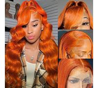 Avolo Jengibre De Encaje Frente Pelucas De Cabello Humano Pre Roto Color Naranja Jengibre Cabello Humano Pelucas Con Malla Fron Onda Del Cuerpo 13X4 180% Densidad Hd Pelucas Fron