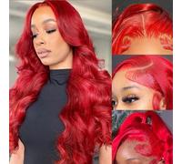 Avolo Pelucas Frontales De Encaje Rojo Cabello Humano Pre Roto 30 Pulgadas Peluca Roja Cabello Humano 13X4 Onda Del Cuerpo Pelucas De Cabello Humano Rojo 180% Densidad Hd Pelu