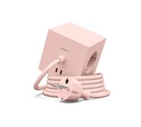 Avolt Multiprise Cube USB C - Las primeras multitomas de diseño del Mundo - 3 enchufes eléctricos y 2 Puertos USB - Pie magnético adherente Casi en Cualquier Lugar (Rosa - USB-C, 1.8m)