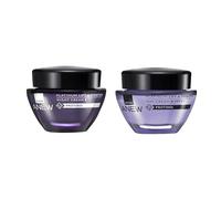 Avon Anew Platinum Duo, hidrata y da volumen a la piel, ayuda a aumentar la humedad de la piel, contiene Crema de Día Ultimate y Crema de Noche Ultimate, libre de crueldad animal.