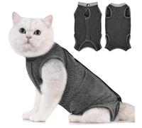 Avont Traje de Recuperación para Gatas Esterilizadas, Ropa Postoperatoria Protectora Antilamido, Chaleco para Cirugía y Heridas Abdominales (Gris Oscuro,S)