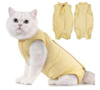 Avont Traje de Recuperación para Gato Después de la Cirugía, Ropa Protectora Postoperatorio y Protección contra Lamer la Piel para Gatos Hembra -Amarillo, Mediano