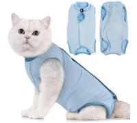 Avont Traje de Recuperación para Gato Después de la Cirugía, Ropa Protectora Postoperatorio y Protección contra Lamer la Piel para Gatos Hembra -Azul, Mediano