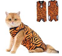 Avont Traje de Recuperación para Gato, Ropa Protectora Postoperatorio y Protección Recuperación Quirúrgica Después de la Cirugía contra Lamer la Piel para Gatos Hembra -Tigre, M