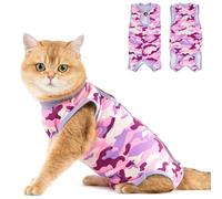 Avont Traje de Recuperación para Gato, Ropa Protectora Postoperatorio y Protección Recuperación Quirúrgica Después de la Cirugía contra Lamer la Piel para Gatos Hembra -M Camuflaje Morado