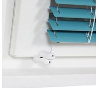 AVOSDIM - Lote de 2 fijaciones sin taladro, para cables de persiana veneciana, soporte bajo de guía ajustable, autoapretado, color blanco
