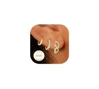 AVOTTO 3 pares de aretes de aro de plata de ley para mujer, hipoalergénicos, de oro de 14 quilates, aretes de aro pequeños de plata para múltiples piercings, Plata de ley Circonita cúbica Plata, Sin