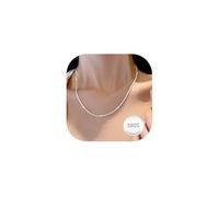 Avotto Collar para mujer de plata de ley S925 con diamantes de 2 mm, delicado e hipoalergénico, collar de cadena de plata para mujer 40, 45, 50, 56, 61 cm, 20 pulgadas (50 cm) Matinee Length, diamante