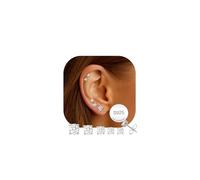 AVOTTO Juego de 5 pares de aretes de tuerca de plata de ley para mujer, hipoalergénicos, dorados, pequeños aretes de plata para múltiples piercings, regalos de joyería, Plata de ley Circonita cúbica