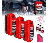 Avoxz Glass Oil Film Cleaner, Upgrade Boxed Avoxz Glass Cleaning Board, Gelmalls Glass Cleaner, Automotive Oil Film Cleaning Brush, with Refill Cleaning Kit, for Cars Windshield (3PCS)