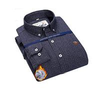 AVSMGP Camisa cálida de Manga Larga para Hombre de Invierno, Camisa Formal elástica Que no Deja Marcas, Camisa de Negocios Engrosada Acolchada sólida sin Hierro,A,L