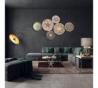 AVSMGP Natural Seagrass Mimbre Cesta de Cesteria, Decoracion Pared - Decoracion Hogar Habitacion Baño Cocina - Adornos Pared para Salon Modernos - Bandejas Decorativas - Pack 6,S