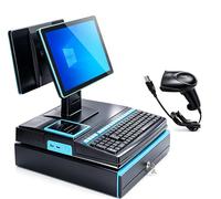 AVSMGP ,Negro,DualScreen, Caja Registradora con Pantalla Táctil para Pequeños Negocios - TPV Todo En Uno 15.6" con Teclado, Impresora Integrada De 58 Mm Y Escáner, Windows 10 para Comercio Minorista