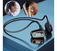Avtoify Open Conduction Headset Digital Display Wireless Bluetooth 5.3 Headset Lightweight for Sports black