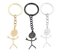 AVUELOI 3 piezas divertida cara sonriente figura lenguaje de signos llavero para el dedo medio dedo stickman lindo tendencia bolso coche llave colgante pareja regalo llavero