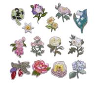 AVUELOI Floral Parches Ropa Termoadhesivos, 14 Piezas, Parches Bordados con Diseños de Flores Variadas, Fácil de Planchar y Decorar Ropa
