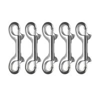 AVUELOI Mosquetones dobles plateados, 5 piezas, doble mosquetón, acero inoxidable, mosquetón doble, duradero, cadena de cierre para conexión de cuerdas y correas para perros, 8,8 cm