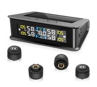 Avutrel Sistema de Monitorización de Presión de Neumáticos TPMS, Solar Inalámbrico y Carga USB, Monitor de Presión de Neumáticos, 5 Modos de Alarma, 4 Sensores Externos, Rango 0-5 Bar, Ajuste