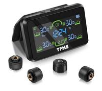 Avutrel TPMS Sistema de Monitoreo de Presión de Neumáticos, Carga Solar/USB, 5 Funciones de Alarma, Auto On/Off, Compatible Caravana/Berlina/SUV/MPV (4 Sensores, 87 PSI)