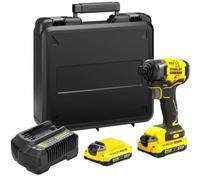 STANLEY FATMAX SFMCF810D2K-QW - Atornillador de Impacto 18V, Motor Brushless, 170 Nm 3500 ips/min, 1 Maletín 2 Baterías 2Ah 1 Cargador Gama FATMAX V20