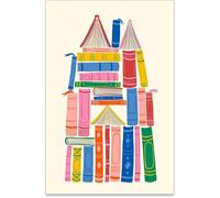 AVWXZBDFH Cuadro De Lienzo Con Diseño De Castillo Y Libros, Pósteres De Lectura Para Biblioteca, Impresiones En Lienzo De Estilo Retro, Decoración De Pared Para Aula, Guardería, 40 X 60 Cm, Sin Marco