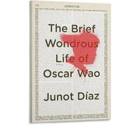 AVWXZBDFH Portada Del Libro La Breve Y Maravillosa Vida De Wao, Arte Del Libro En Una Página Vintage, Pósteres De Arte De Pared Literarios, Pintura En Lienzo, 40 X 60 Cm, Sin Marco