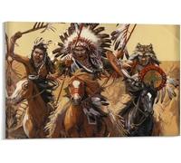 AVWXZBDFH Póster De Guerrero Nativo Americano, Pintura En Lienzo, Arte De Pared, Imágenes Para Decoración De Sala De Estar, 50 X 70 Cm, Sin Marco