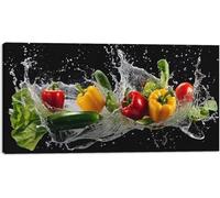 AVWXZBDFH Póster De Lienzo Para Pared De Cocina Con Impresión De Tomates, Pepinos Y Lechuga En Agua, Decoración De Cocina Con Verduras Frescas, 40 X 60 Cm