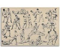 AVWXZBDFH Pósteres Con Diagramas De Técnicas De Combate De Jiu-Jitsu, Impresión En Lienzo, Para Decoración De Dormitorio, 40 X 60 Cm, Sin Marco