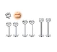 AVYRING 20G 18G 16G Piercing de Tragus de Acrílico Transparente Bioflex Piercing de Labio Labret Piercing Medusa CZ Piercing de Estuche Piercing de Hélix para la Oreja, Acero inoxidable
