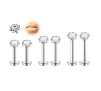 AVYRING 20G 18G 16G Piercing de Tragus de Acrílico Transparente Bioflex Piercing de Labio Labret Piercing Medusa CZ Piercing de Estuche Piercing de Hélix para la Oreja, Acero inoxidable