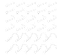 AVYRING 20G Clou de nez transparent, Reteneur invisible de nez clair avec embout en boule en plastique Bioflex, 30 pièces Clous de nez clairs cachent le piercing pour l'école et le travail