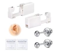 AVYRING Kit de piercing d'oreille stérile jetable 316L avec formes mixtes de CZ colorées, boucles d'oreilles auto-percées avec clous CZ de 4 mm ou 5 mm, Plastique médical, acier inoxydable chirurgical