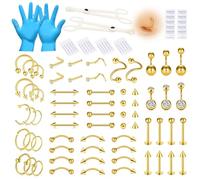 AVYRING Lot de 99 piercings mixtes en acier chirurgical 14 G, 16 G, 18 G, 20 G, 316L, aiguilles de piercing pour nez, nombril, sourcil, lèvre, langue, oreille, tragus, hélix, Acier inoxydable