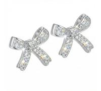 AVYRING Pendientes de lazo para mujer y niña, brillantes y lindos pendientes de circonita y anillos hipoalergénicos, perfectos para novias y damas de honor (plata/oro), Acero inoxidable