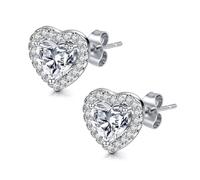 AVYRING Pendientes para Mujer, Pendientes Corazón Pendientes Zirconia Cúbica Pendientes Hipoalergénicos Delicados Pendientes Joyas para Novias Damas de Honor Boda