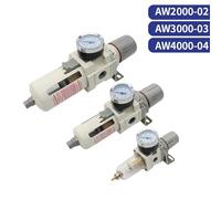 AW2000-02 AW3000-03 AW4000-04 Controlador de filtro de aire del compresor Filtros separadores de aceite Regulador de presión de aire neumático(AW4000-04 EU(SMPM40),Manual Drainage)
