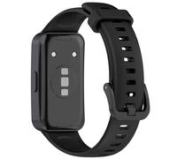 AWADUO Correa ajustable inteligente de silicona de repuesto compatible con Huawei Band 10/10 NFC/9/9 NFC/8/8 NFC, transpirable, suave y duradera (cabeza de metal/negro), Silicona, No es una piedra