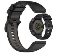 AWADUO Correa de repuesto compatible con Garmin Quatix8 de 47 mm/Tactix8 de 47 mm, correa de silicona suave y duradera con accesorios de liberación rápida (22 mm/negro + gris), 47mm, Acero inoxidable
