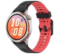 AWADUO Correa de repuesto compatible con Huawei Watch GT Runner 2, correa de muñeca de silicona de 22 mm, suave y duradera, con accesorio de liberación rápida (negro y rojo)