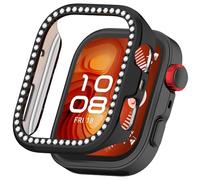 AWADUO Funda protectora compatible con Huawei Wacth Fit 4 Pro, repuesto para reloj inteligente, funda protectora de PC, accesorios de reloj con decoración de diamantes sintéticos (negro)
