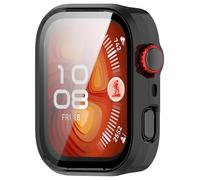 AWADUO Funda protectora de policarbonato compatible con Huawei Wacth Fit 4 Pro, cobertura completa, con protector de pantalla táctil de vidrio templado, accesorios de reloj inteligente (negro)
