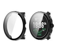 AWADUO Funda protectora de policarbonato compatible con Suunto Race 2 Smartwatch de cobertura completa con protector de pantalla táctil de vidrio templado, accesorios de reloj inteligente (negro)
