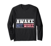 Awake Not Woke American Patriot USA Flag Gift Manga Larga