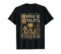Awake Ye Harlots Tiempo De Pecar Divertidos Tiempos Medievales Sarcasmo Camiseta gráfica económica, Hombre, Negro, S